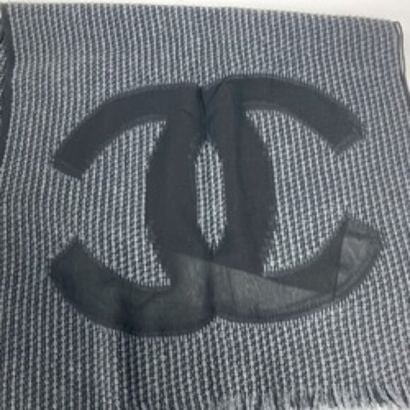 CHANEL CC Coco Mark Fringe Sheer Scarf Shawl Stole - Picture 2 of 8